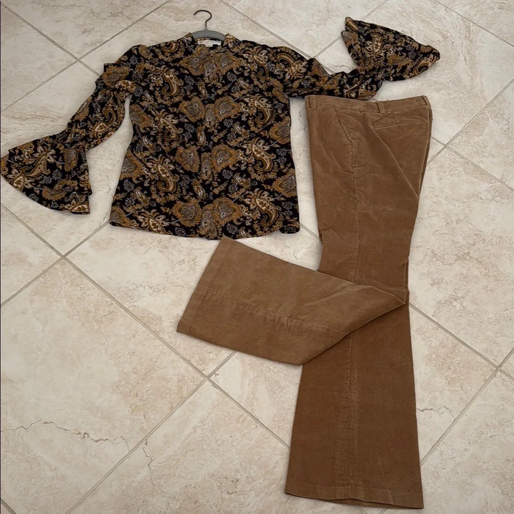 Michael Kors NWOT Baby Corduroy Flare Pants and Georgette Small Puff Sleeves. - Picture 1 of 1